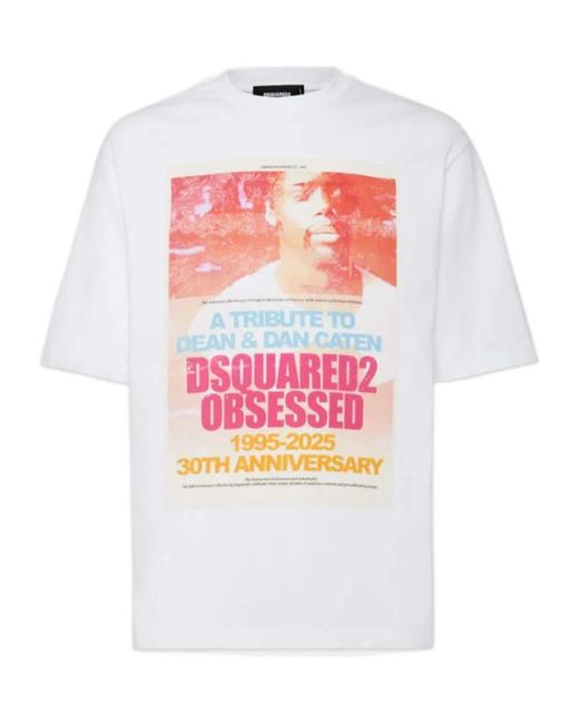 DSquared² White Logo-Printed Crewneck T-Shirt for men