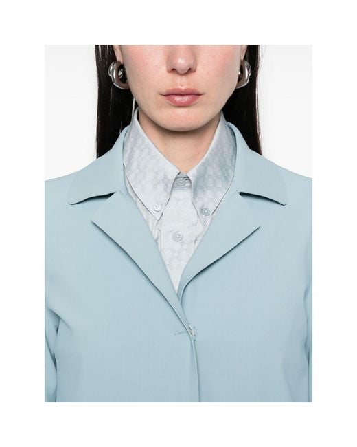 Herno Blue Single-Breasted Long-Sleeved Coat