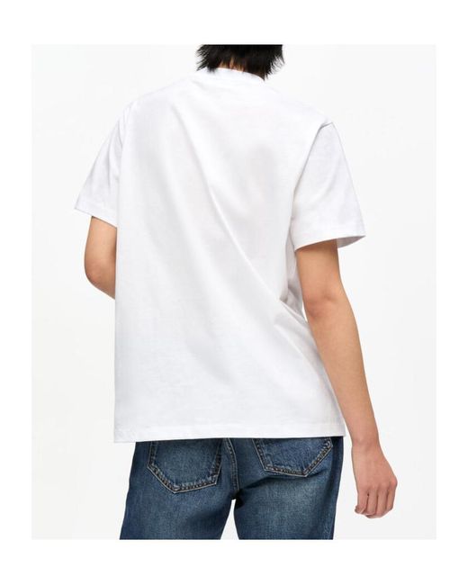 Ganni White Logo Printed Crewneck T-Shirt