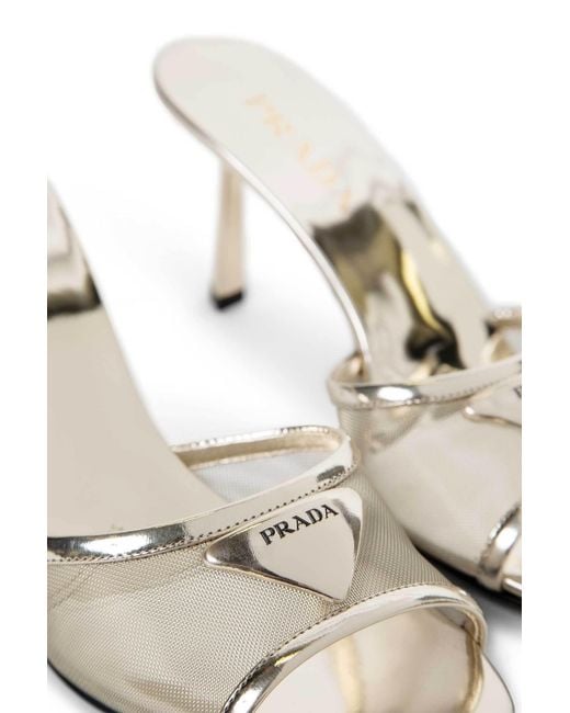 Prada Metallic Open-Toe High-Heeled Sandals
