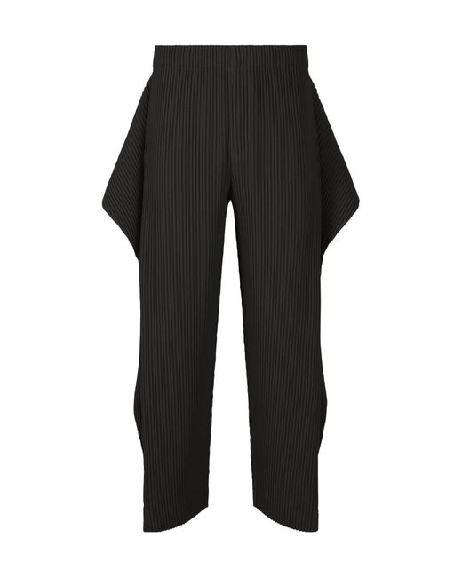 Homme Plissé Issey Miyake Black Pleated Cropped Trousers for men