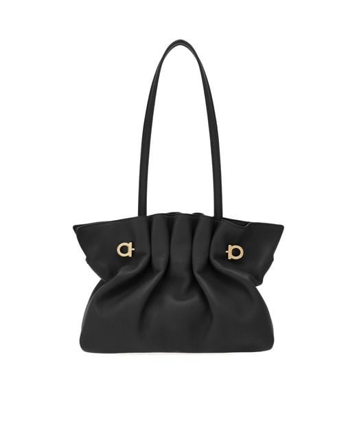 Ferragamo Black Small Piercing Shoulder Bag