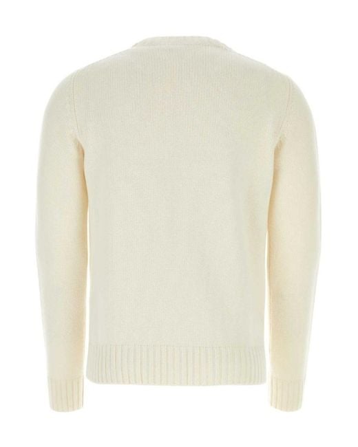 Prada White Logo Inlat Crewneck Jumper for men