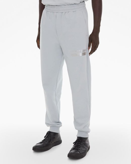 Helmut Lang Gray Logo-Print Cotton Track Pants for men