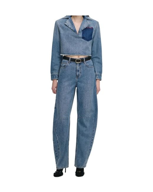 Self-Portrait Blue Barrel Leg Jeans