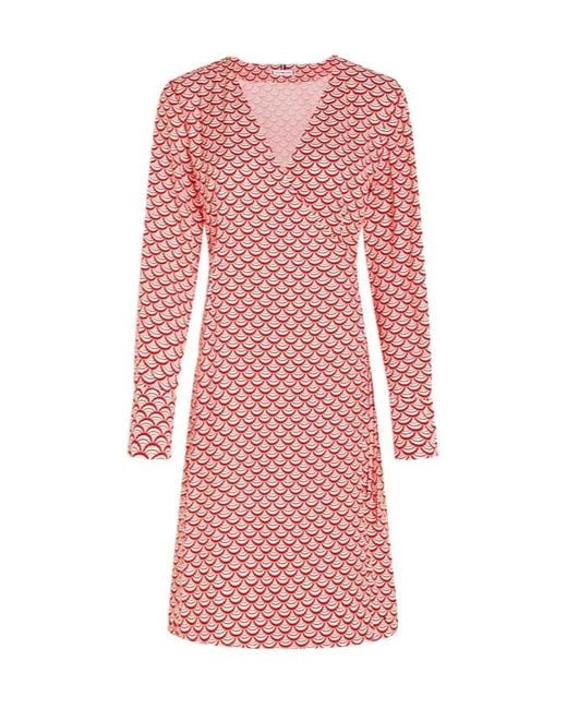 Tommy Hilfiger Pink Long-Sleeved V-Neck Dress