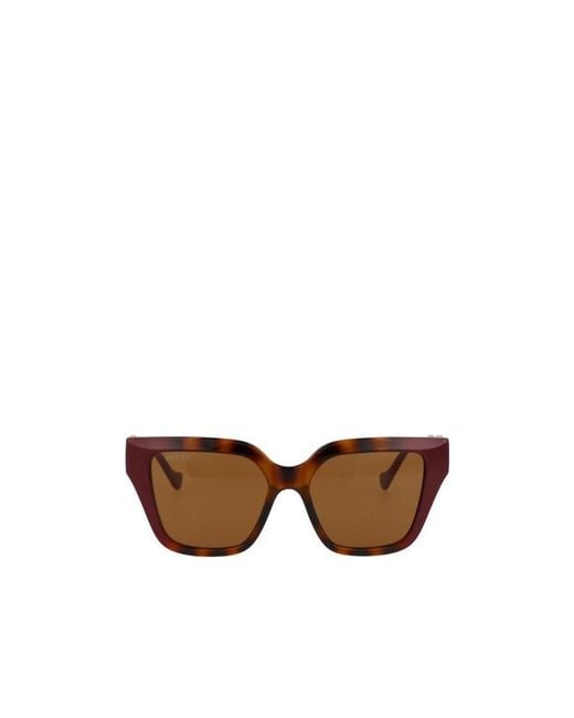 Gucci Brown Eyewear Square Frame Chain-Linked Sunglasses