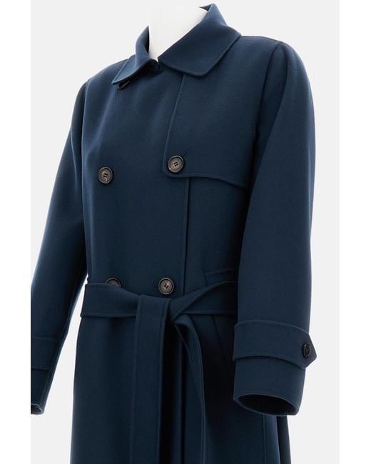 Max Mara Blue 'S Sem Double-Breasted Long Coat