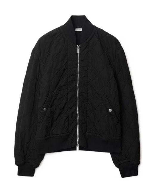 Burberry Black Stand Up-Collar Quilted Bomber Jacket for men
