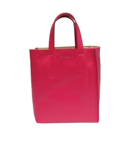 Marni Pink Museo Leather Tote Bag