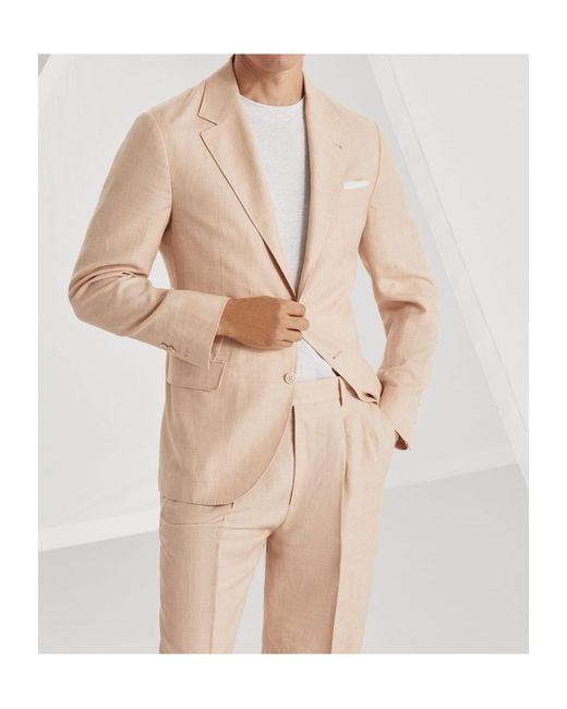Brunello Cucinelli Natural Prince Of Wales Deconstructed Blazer for men