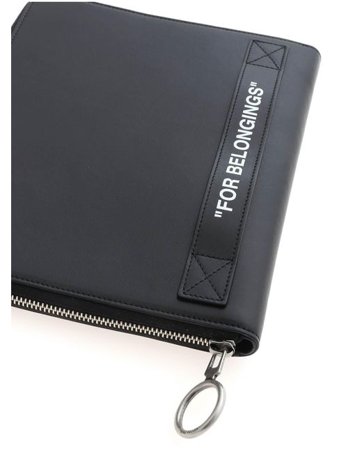 Off-White c/o Virgil Abloh Black Quote Printed Zip-Up Wallet for men