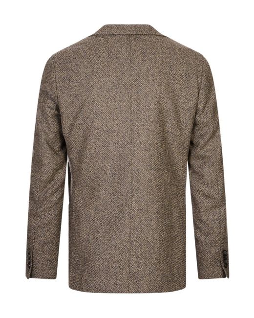 Canali Brown Textured-Finish Single-Breasted Blazer for men
