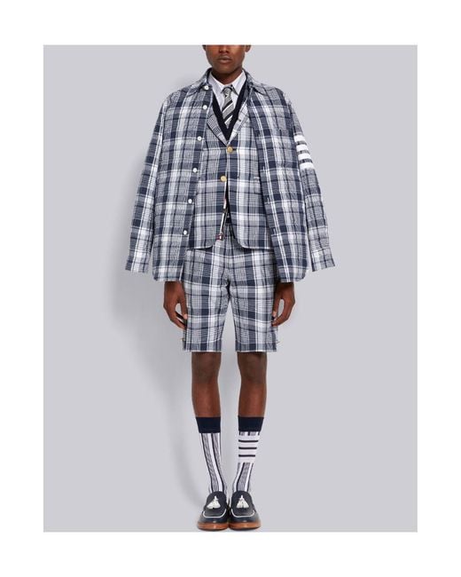 Thom Browne Blue Plaid Armband Suit Jacket for men