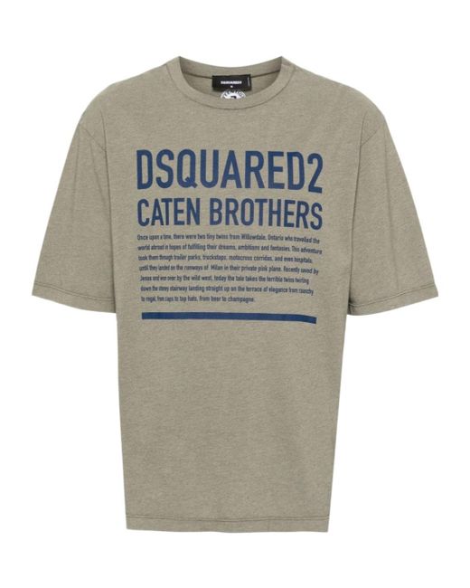 DSquared² Gray Logo Printed Crewneck T-Shirt for men