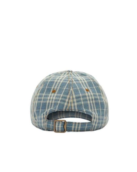 Burberry Blue Check Denim Baseball Cap