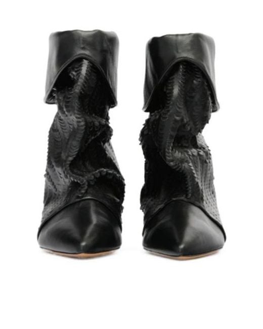 Isabel Marant Black Pointed-Toe Embossed Boots