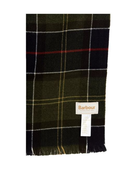 Barbour Black Tartan Fringed Edge Shawl