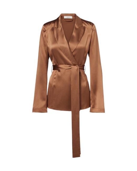 Joseph Brown Archer Double-Breasted Silk Satin Blazer