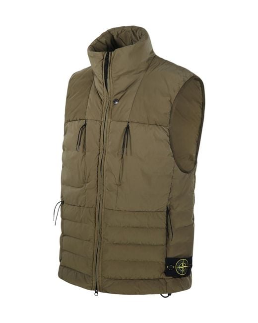 Stone Island Green Zip-Up Down Vest for men