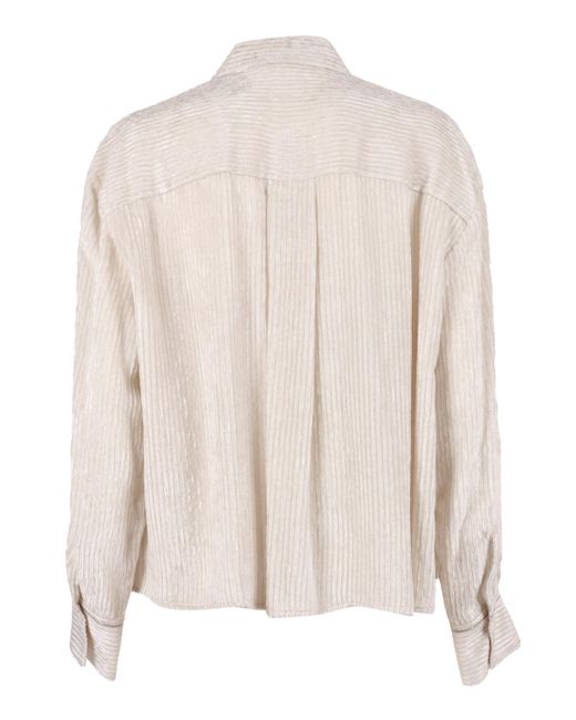 Peserico Natural Ribbed-Texture Button-Down Shirt