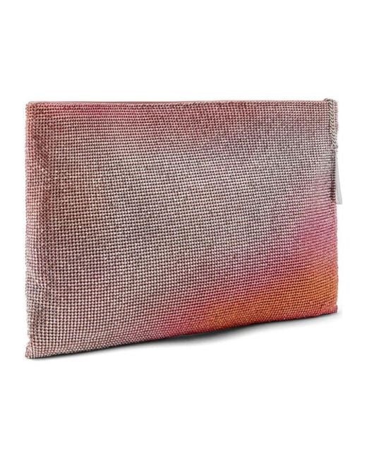 Benedetta Bruzziches Purple Rhinestone-Embellished Mesh Clutch Bag