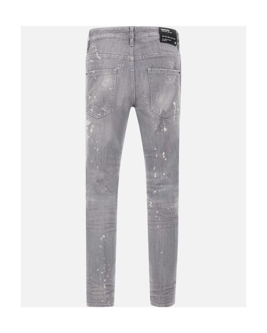 DSquared² Gray Skater Distressed Paint-Splatter Jeans for men