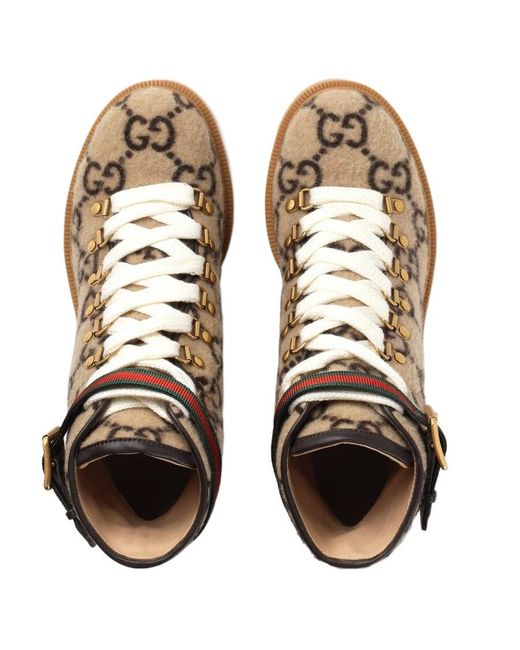 Gucci Brown Gg Wool Ankle Boot