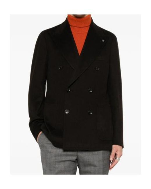 Tagliatore Black Double-Breasted Suit Jacket for men