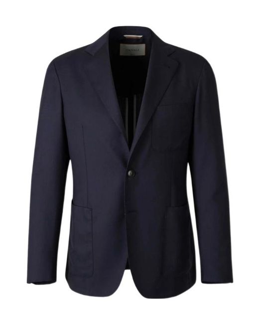 Canali Blue Long-Sleeved Suit Jacket for men