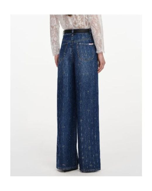 Self-Portrait Blue Embellished Stripe Denim Jeans
