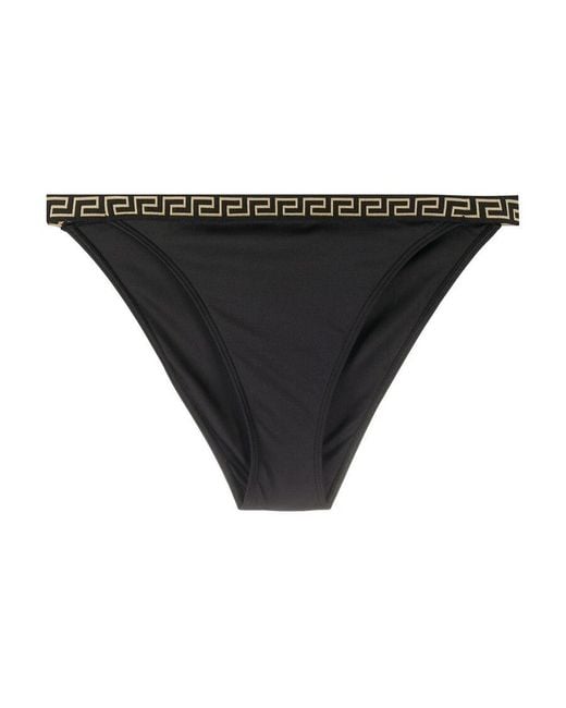 Versace Black Greca Trim Bikini Bottoms