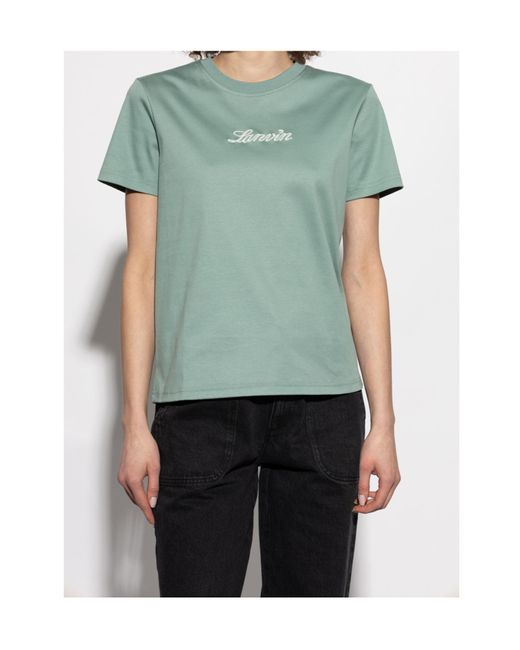 Lanvin Green Logo Embroidered Crewneck T-Shirt