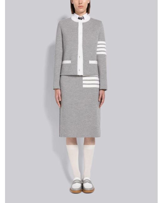 Thom Browne Gray A-Line Merino Wool Midi Skirt