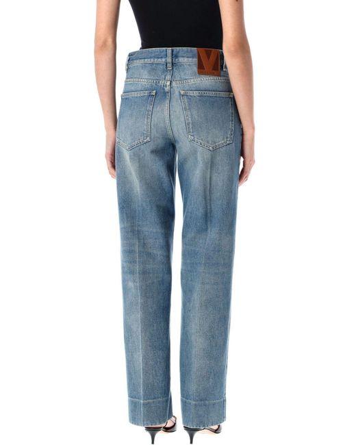 Valentino Blue Logo Patch Classic Jeans