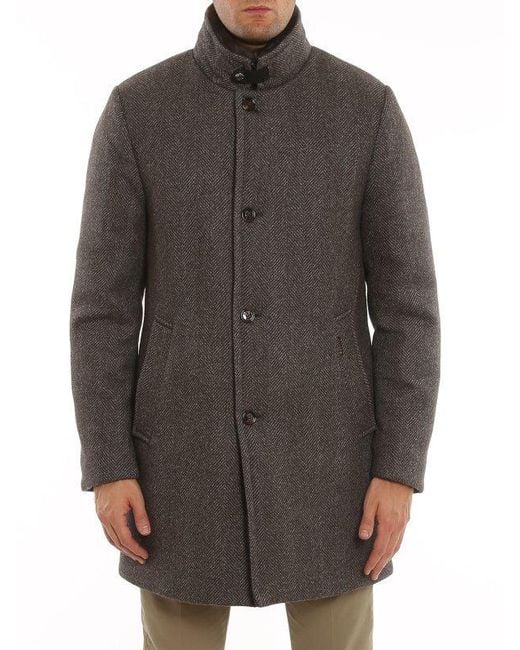 Moorer Brown High Collar Long Sleeve Down Coat for men