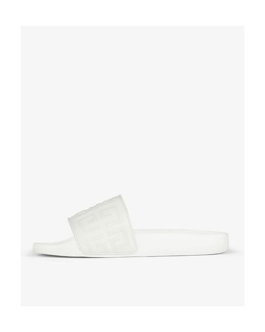 Givenchy White Embossed 4G Motif Slides