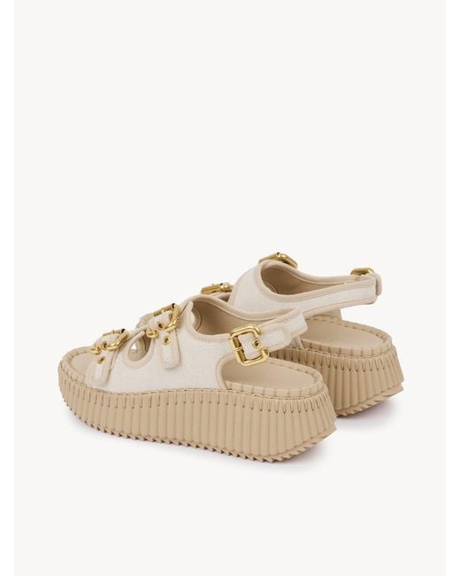 Chloé Natural Chloé Nama Buckled Platform Sandals