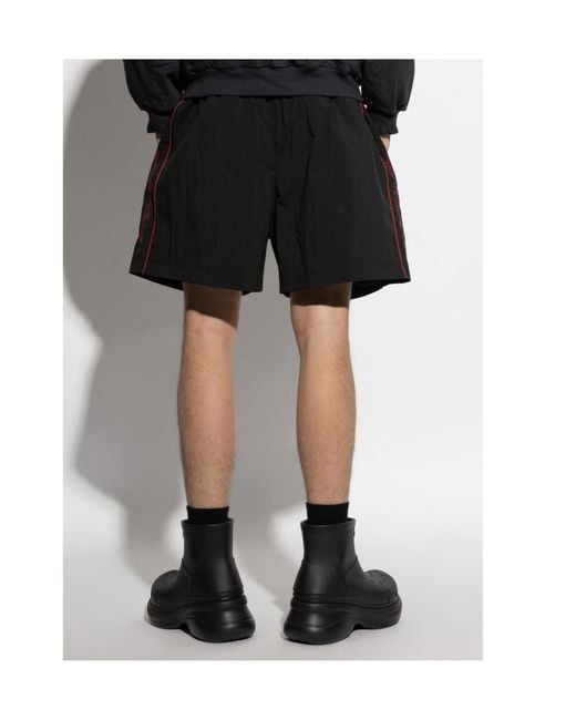 Balenciaga Black Logo Embroidered Tracksuit Shorts for men