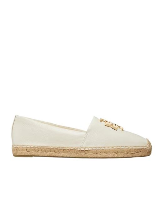 Tory Burch White Eleanor Logo Plaque Espadrilles