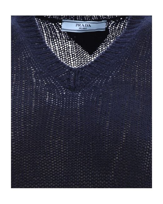 Prada Blue V-Neck Knitted Vest