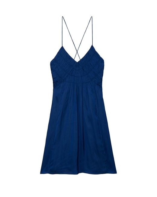 Zadig & Voltaire Blue Rayonna Satin Mini Dress