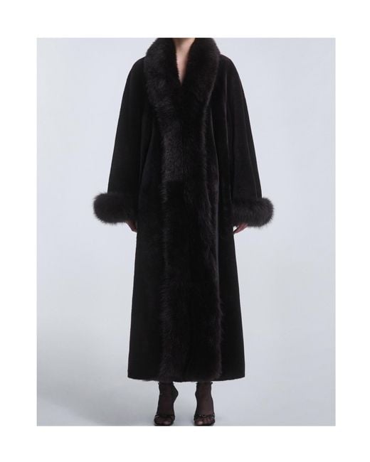Nour Hammour Black Sima Grand Shearling Coat