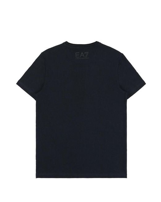 EA7 Blue Logo T-Shirt With Round Neck for men