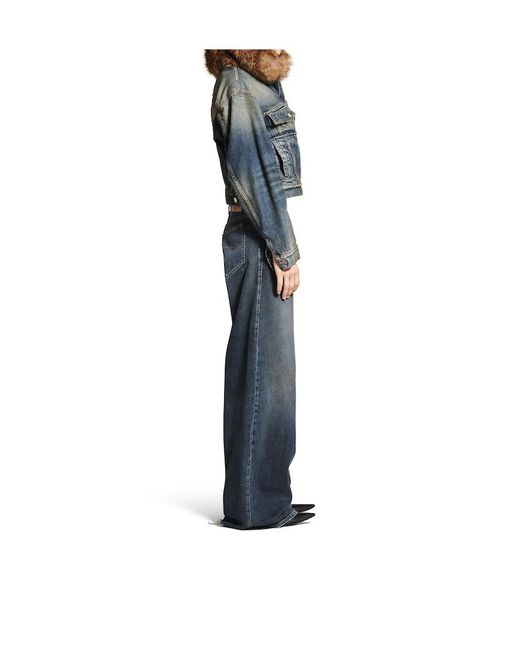 Balenciaga Blue Destroyed Wide-Leg Baggy Jeans