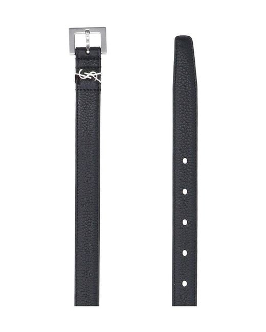 Saint Laurent White Monogram Appliqué Belt for men