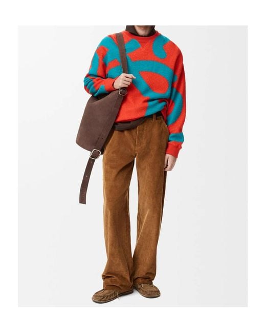 Loewe Brown Wide-Leg Corduroy Pants for men