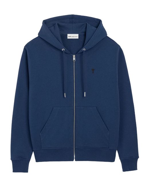 AMI Blue Ami De Coeur Zipped Hoodie for men