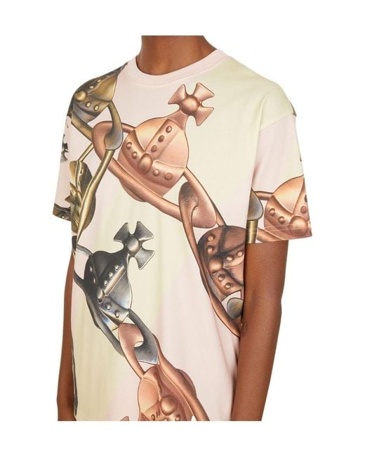 Vivienne Westwood Pink Orb Chain Printed Crewneck T-Shirt