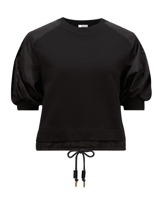 Moncler Black Puff Sleeve Cotton T-Shirt